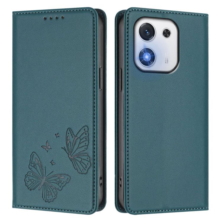 For Honor X70i 5G Strong Magnetic Dual Butterfly RFID Vegan Leather Phone Case