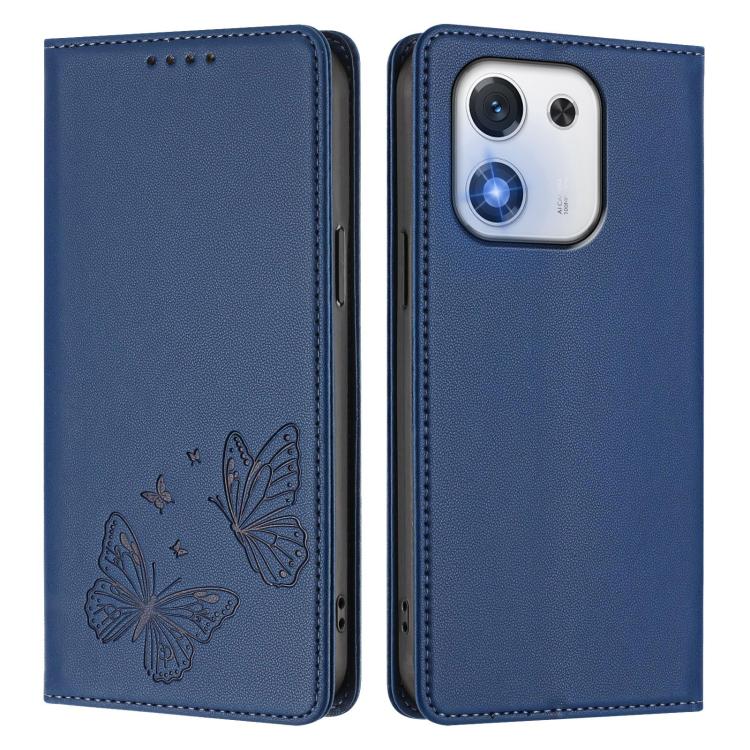 For Honor X70i 5G Strong Magnetic Dual Butterfly RFID Vegan Leather Phone Case