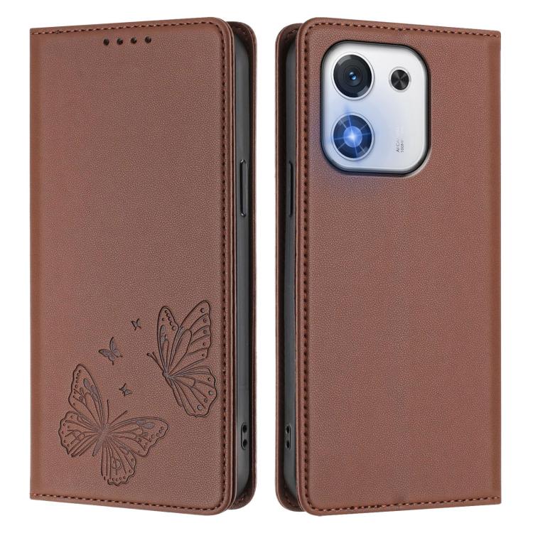 For Honor X70i 5G Strong Magnetic Dual Butterfly RFID Vegan Leather Phone Case