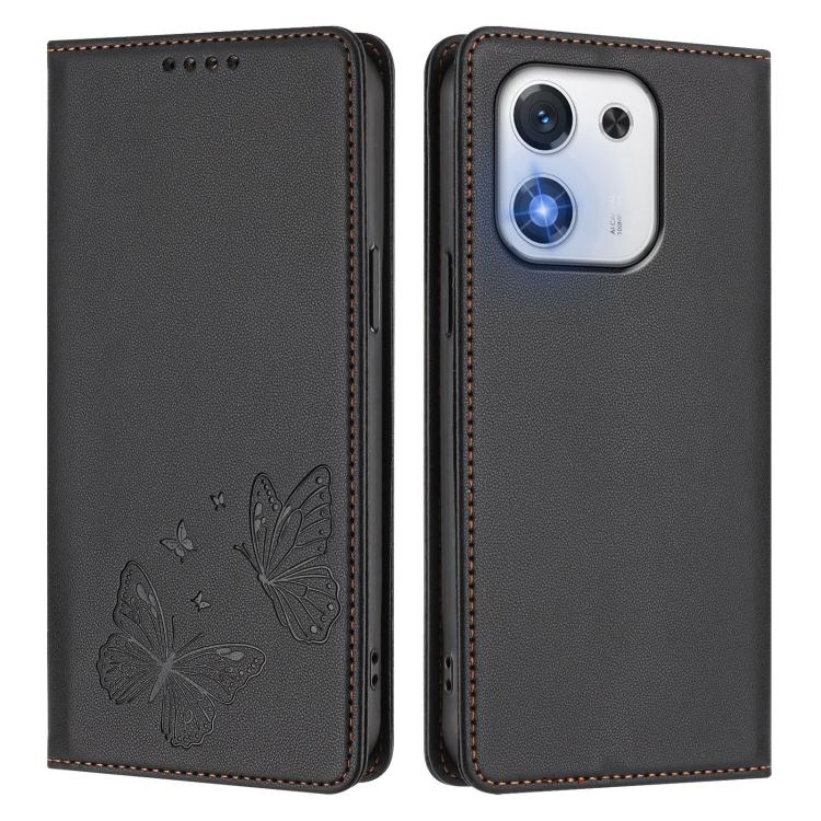 For Honor X70i 5G Strong Magnetic Dual Butterfly RFID Vegan Leather Phone Case
