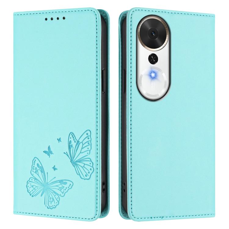 For Honor Play 70 Plus Strong Magnetic Dual Butterfly RFID Vegan Leather Phone Case