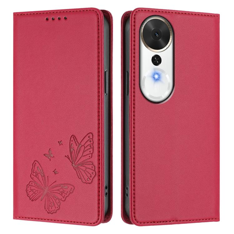 For Honor Play 70 Plus Strong Magnetic Dual Butterfly RFID Vegan Leather Phone Case