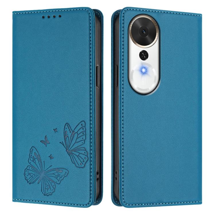 For Honor Play 70 Plus Strong Magnetic Dual Butterfly RFID Vegan Leather Phone Case