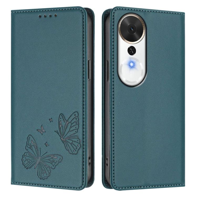 For Honor Play 70 Plus Strong Magnetic Dual Butterfly RFID Vegan Leather Phone Case