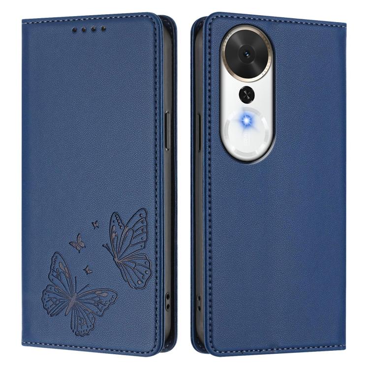 For Honor Play 70 Plus Strong Magnetic Dual Butterfly RFID Vegan Leather Phone Case
