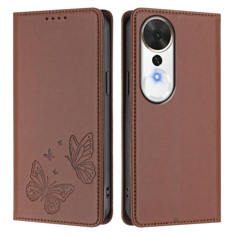 For Honor Play 70 Plus Strong Magnetic Dual Butterfly RFID Vegan Leather Phone Case