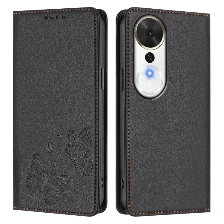 For Honor Play 70 Plus Strong Magnetic Dual Butterfly RFID Vegan Leather Phone Case