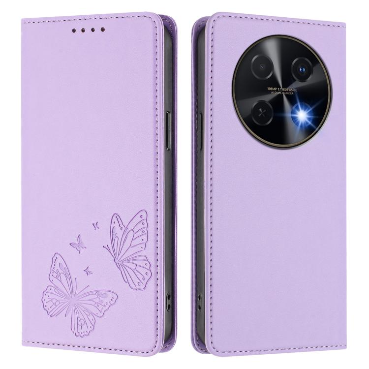 For Huawei nova 12i / nova 13i Strong Magnetic Dual Butterfly RFID Vegan Leather Phone Case