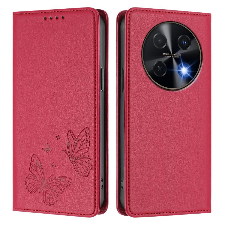 For Huawei nova 12i / nova 13i Strong Magnetic Dual Butterfly RFID Vegan Leather Phone Case