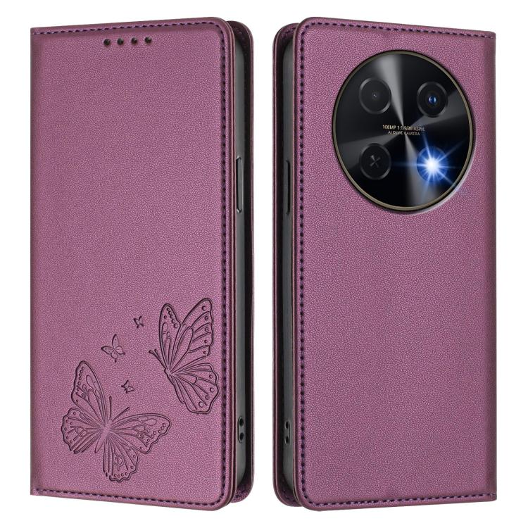 For Huawei nova 12i / nova 13i Strong Magnetic Dual Butterfly RFID Vegan Leather Phone Case