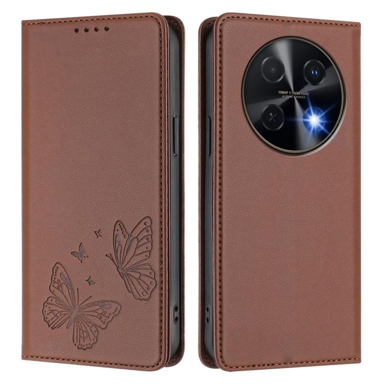 For Huawei nova 12i / nova 13i Strong Magnetic Dual Butterfly RFID Vegan Leather Phone Case