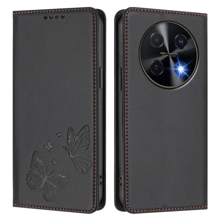 For Huawei nova 12i / nova 13i Strong Magnetic Dual Butterfly RFID Vegan Leather Phone Case