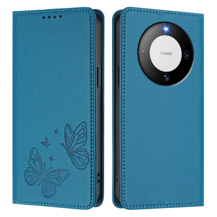 For Huawei Mate 60 Pro / 60 Pro+ Strong Magnetic Dual Butterfly RFID Vegan Leather Phone Case