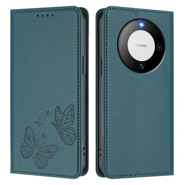 For Huawei Mate 60 Pro / 60 Pro+ Strong Magnetic Dual Butterfly RFID Vegan Leather Phone Case