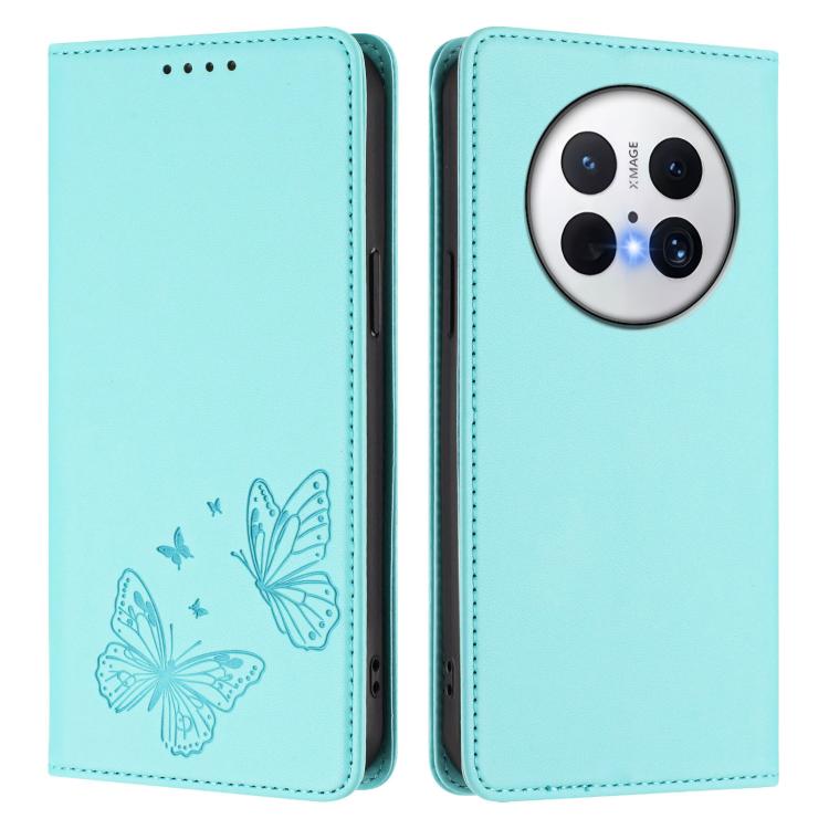 For Huawei Mate 70 Strong Magnetic Dual Butterfly RFID Vegan Leather Phone Case