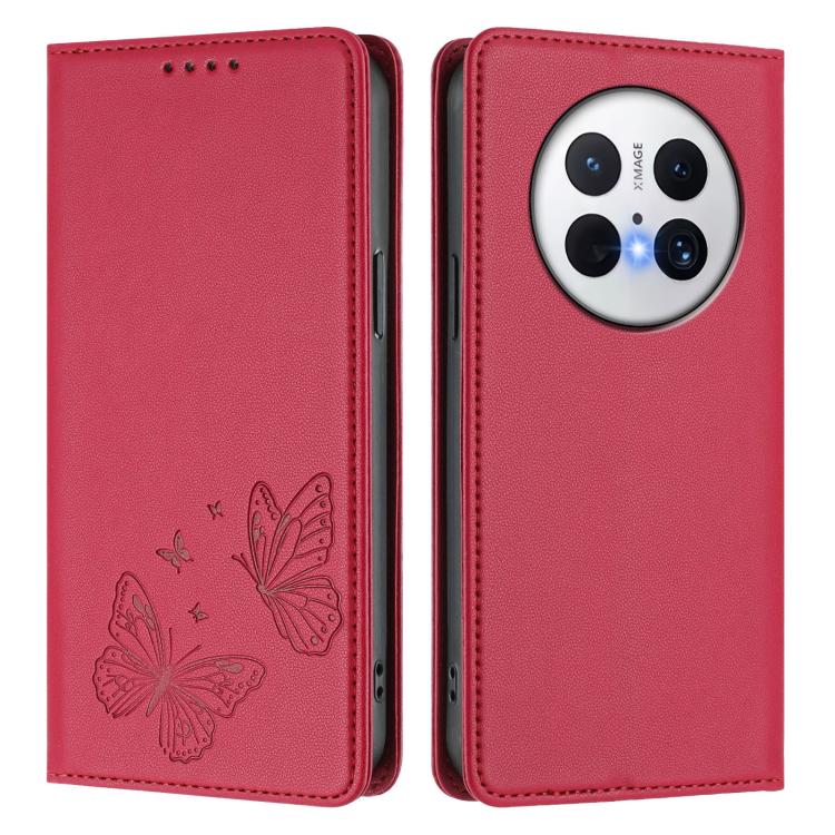 For Huawei Mate 70 Strong Magnetic Dual Butterfly RFID Vegan Leather Phone Case