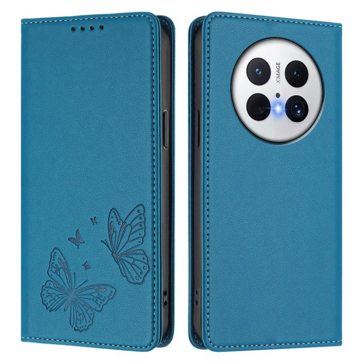 For Huawei Mate 70 Strong Magnetic Dual Butterfly RFID Vegan Leather Phone Case