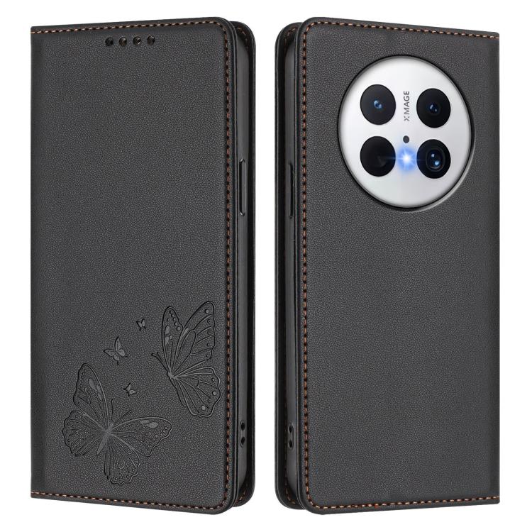 For Huawei Mate 70 Strong Magnetic Dual Butterfly RFID Vegan Leather Phone Case