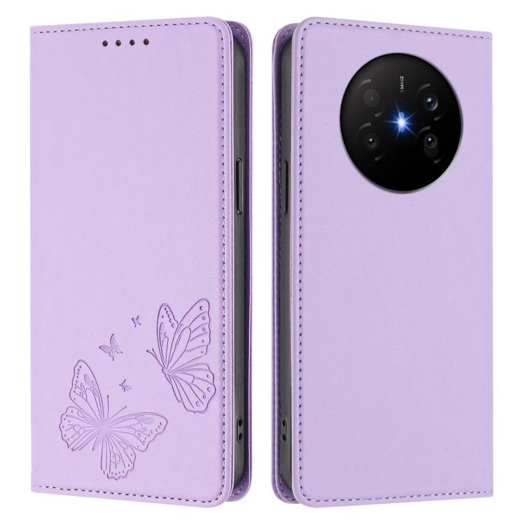 For Huawei Mate 70 Air Strong Magnetic Dual Butterfly RFID Vegan Leather Phone Case