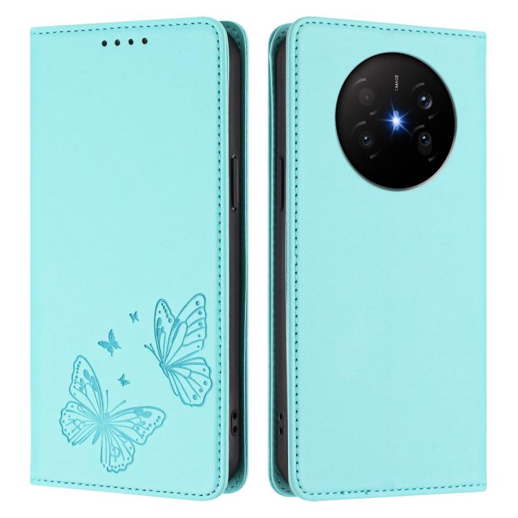 For Huawei Mate 70 Air Strong Magnetic Dual Butterfly RFID Vegan Leather Phone Case