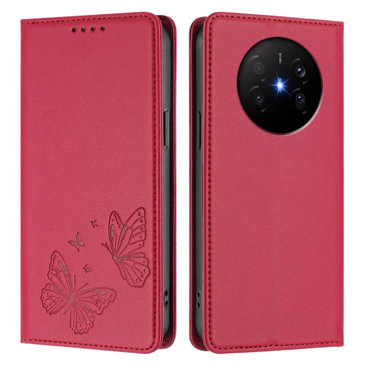 For Huawei Mate 70 Air Strong Magnetic Dual Butterfly RFID Vegan Leather Phone Case