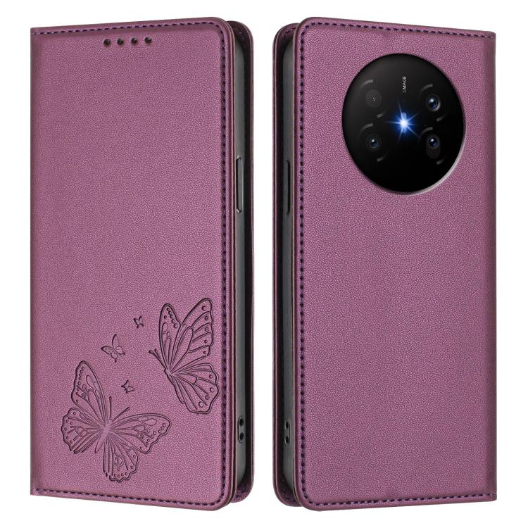 For Huawei Mate 70 Air Strong Magnetic Dual Butterfly RFID Vegan Leather Phone Case