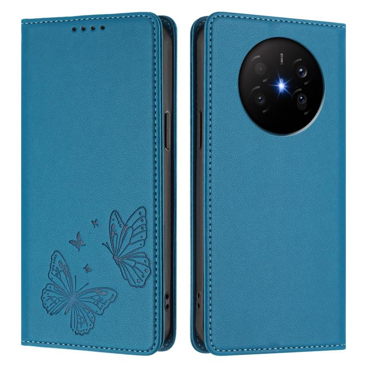 For Huawei Mate 70 Air Strong Magnetic Dual Butterfly RFID Vegan Leather Phone Case