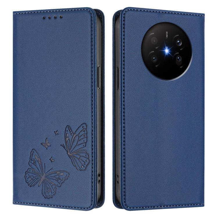 For Huawei Mate 70 Air Strong Magnetic Dual Butterfly RFID Vegan Leather Phone Case