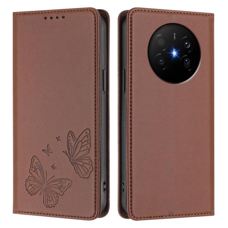 For Huawei Mate 70 Air Strong Magnetic Dual Butterfly RFID Vegan Leather Phone Case