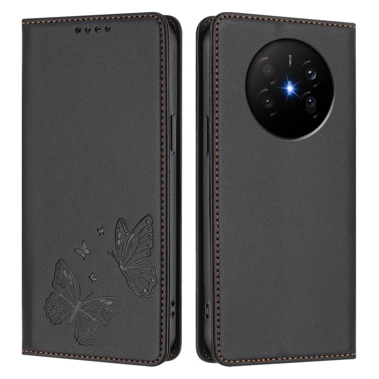 For Huawei Mate 70 Air Strong Magnetic Dual Butterfly RFID Vegan Leather Phone Case