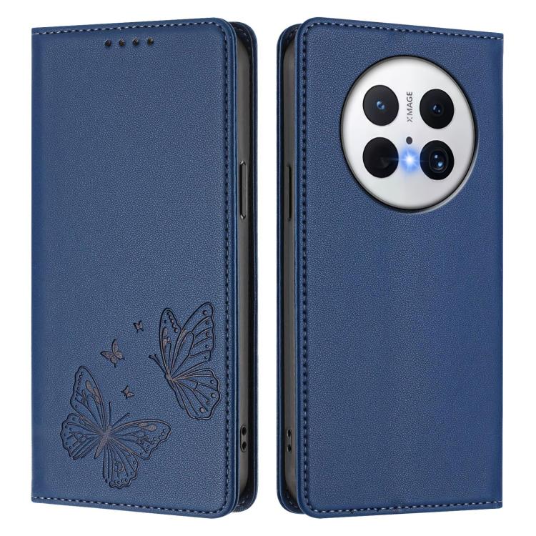 For Huawei Mate 70 Pro Strong Magnetic Dual Butterfly RFID Vegan Leather Phone Case