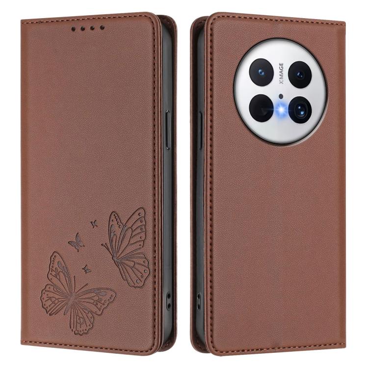 For Huawei Mate 70 Pro Strong Magnetic Dual Butterfly RFID Vegan Leather Phone Case