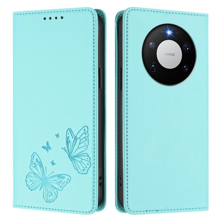 For Huawei Mate 80 Pro Max Strong Magnetic Dual Butterfly RFID Vegan Leather Phone Case