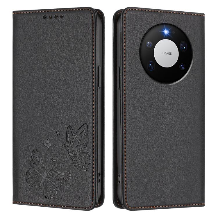 For Huawei Mate 80 Pro Max Strong Magnetic Dual Butterfly RFID Vegan Leather Phone Case