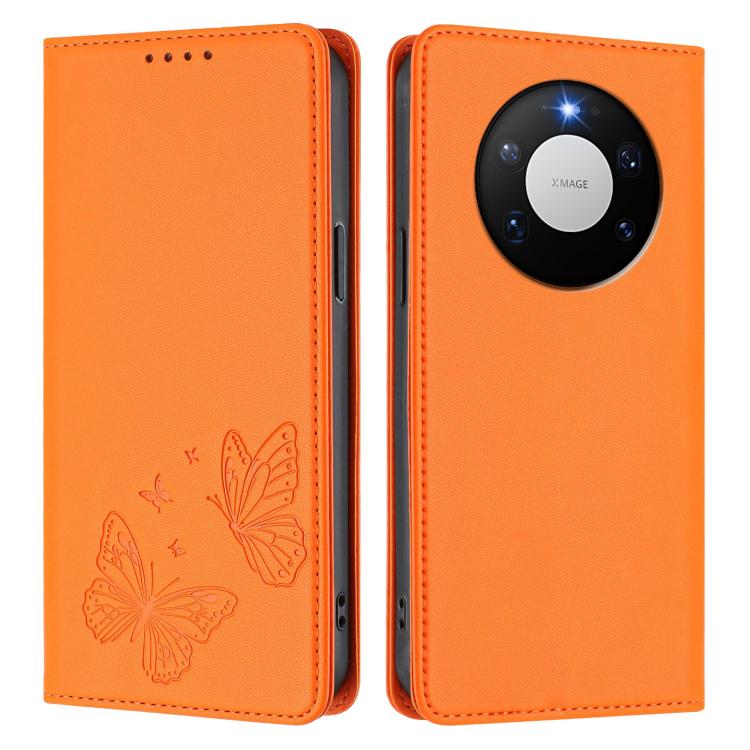 For Huawei Mate 80 Pro / 80 Strong Magnetic Dual Butterfly RFID Vegan Leather Phone Case