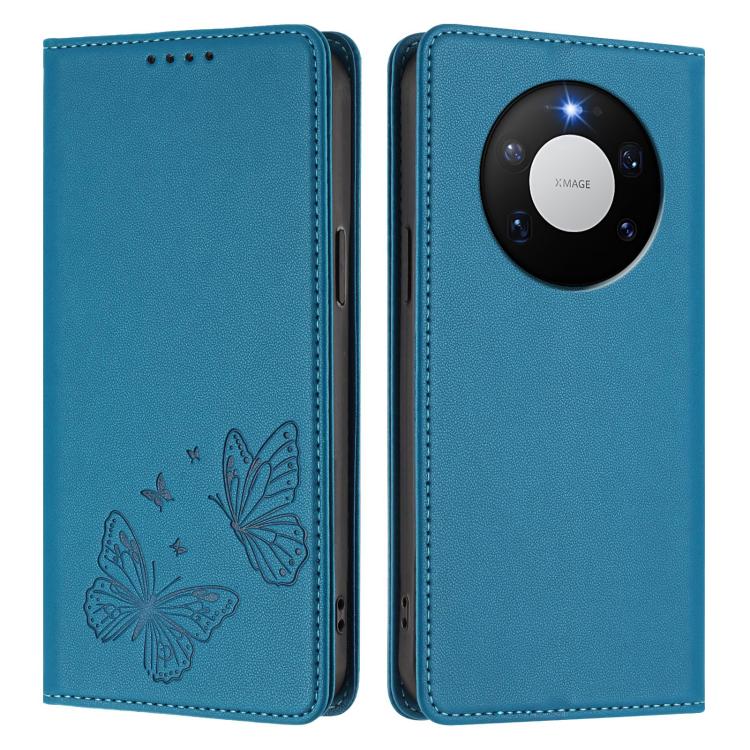 For Huawei Mate 80 Pro / 80 Strong Magnetic Dual Butterfly RFID Vegan Leather Phone Case