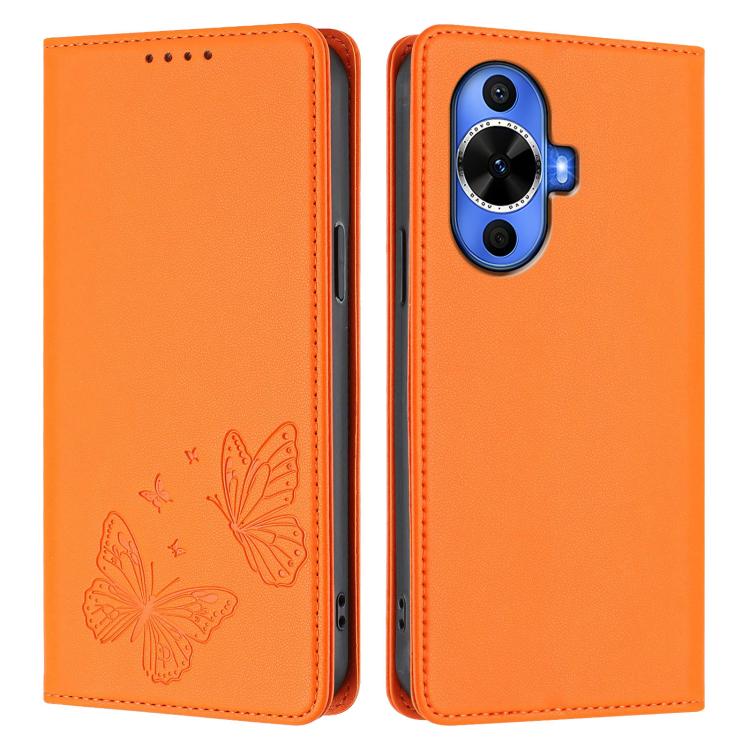 For Huawei nova 12s 4G Global Strong Magnetic Dual Butterfly RFID Vegan Leather Phone Case