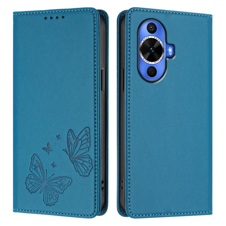 For Huawei nova 12s 4G Global Strong Magnetic Dual Butterfly RFID Vegan Leather Phone Case