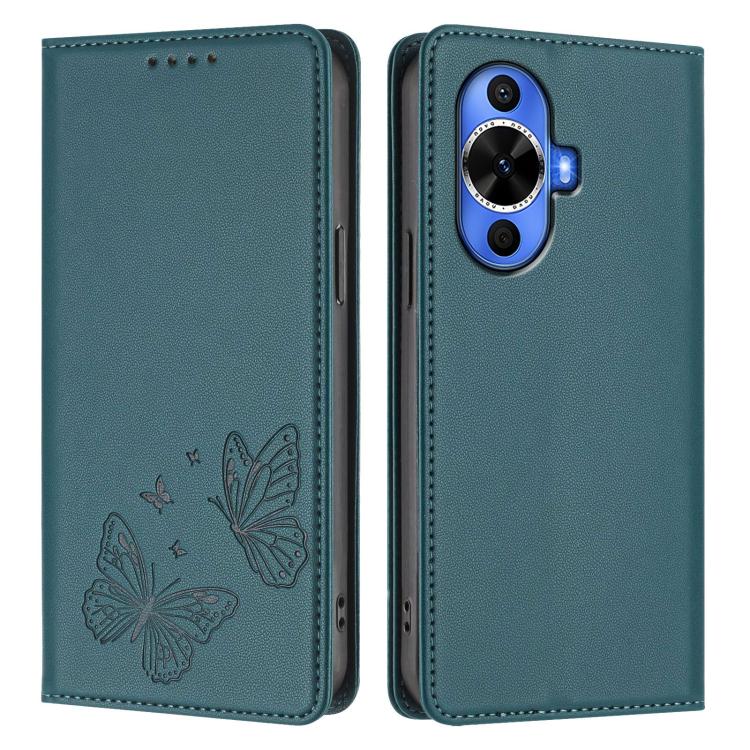 For Huawei nova 12s 4G Global Strong Magnetic Dual Butterfly RFID Vegan Leather Phone Case