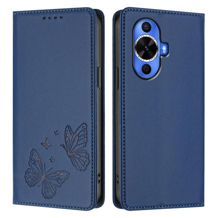 For Huawei nova 12s 4G Global Strong Magnetic Dual Butterfly RFID Vegan Leather Phone Case