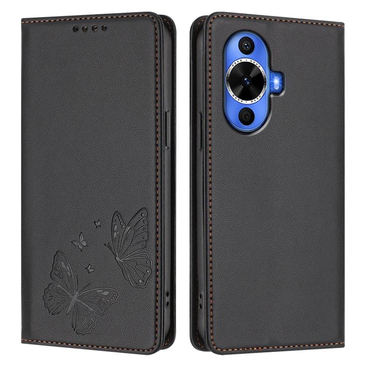 For Huawei nova 12s 4G Global Strong Magnetic Dual Butterfly RFID Vegan Leather Phone Case