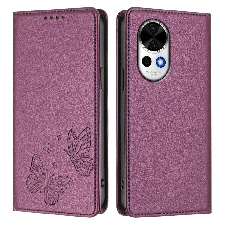 For Huawei nova 13 / 12 Strong Magnetic Dual Butterfly RFID Vegan Leather Phone Case