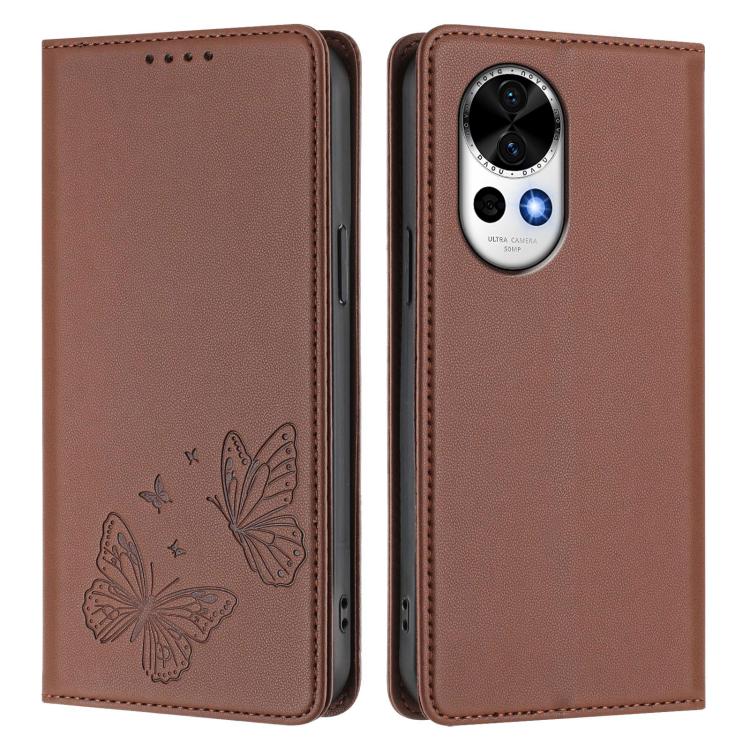 For Huawei nova 13 / 12 Strong Magnetic Dual Butterfly RFID Vegan Leather Phone Case