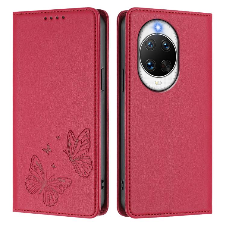 For Huawei nova 14 Ultra 5G Strong Magnetic Dual Butterfly RFID Vegan Leather Phone Case