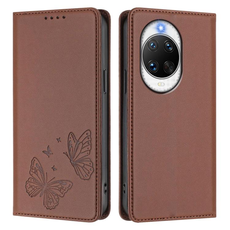 For Huawei nova 14 Ultra 5G Strong Magnetic Dual Butterfly RFID Vegan Leather Phone Case