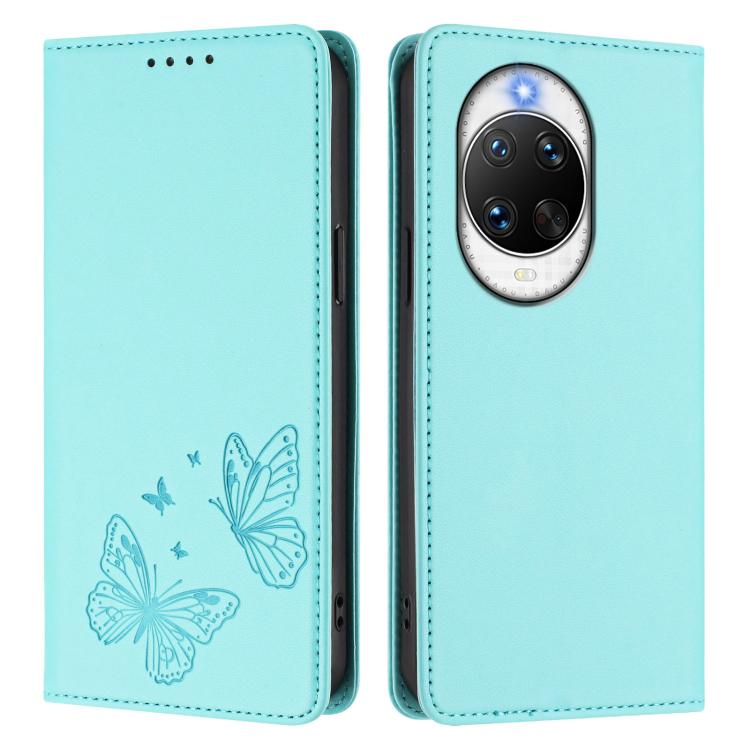 For Huawei nova 14 Pro 5G Strong Magnetic Dual Butterfly RFID Vegan Leather Phone Case