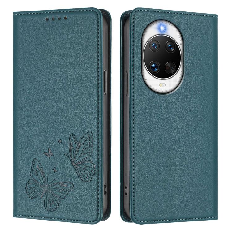 For Huawei nova 14 Pro 5G Strong Magnetic Dual Butterfly RFID Vegan Leather Phone Case