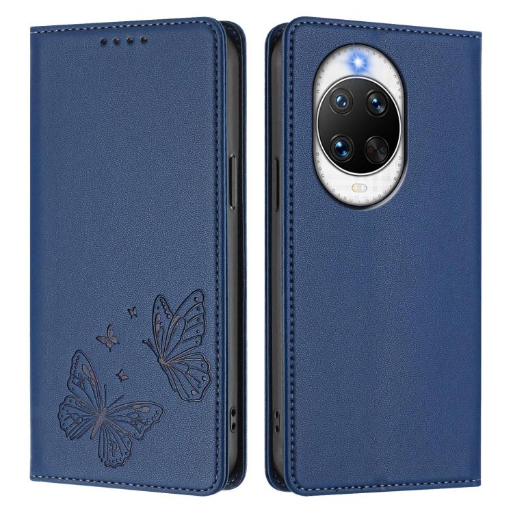 For Huawei nova 14 Pro 5G Strong Magnetic Dual Butterfly RFID Vegan Leather Phone Case