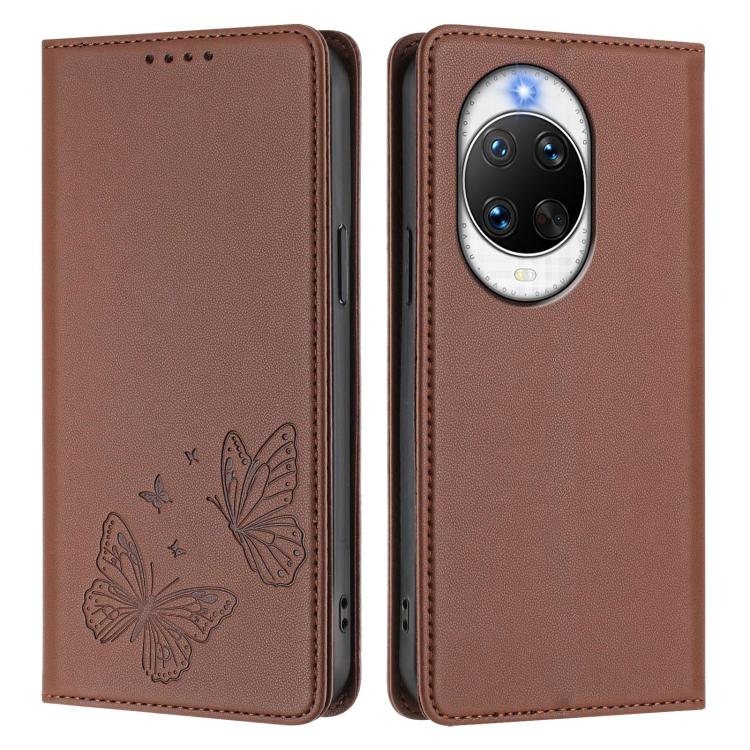 For Huawei nova 14 Pro 5G Strong Magnetic Dual Butterfly RFID Vegan Leather Phone Case