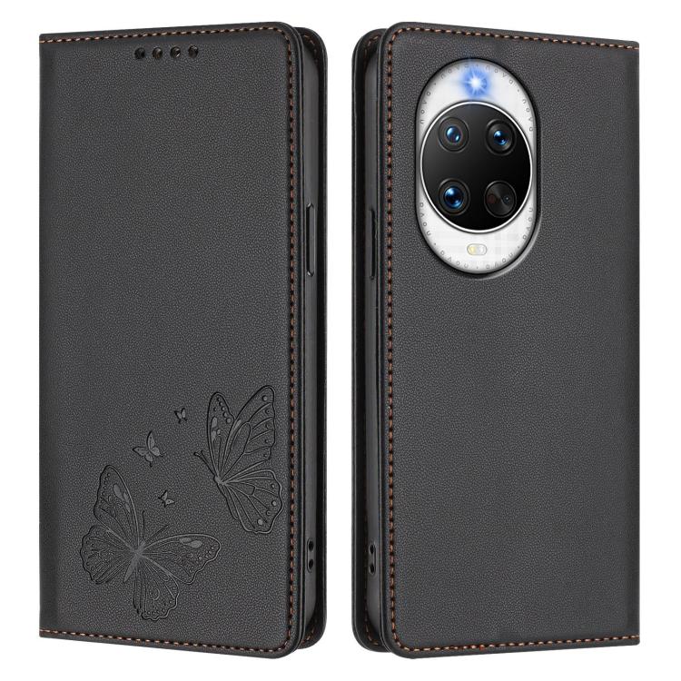 For Huawei nova 14 Pro 5G Strong Magnetic Dual Butterfly RFID Vegan Leather Phone Case